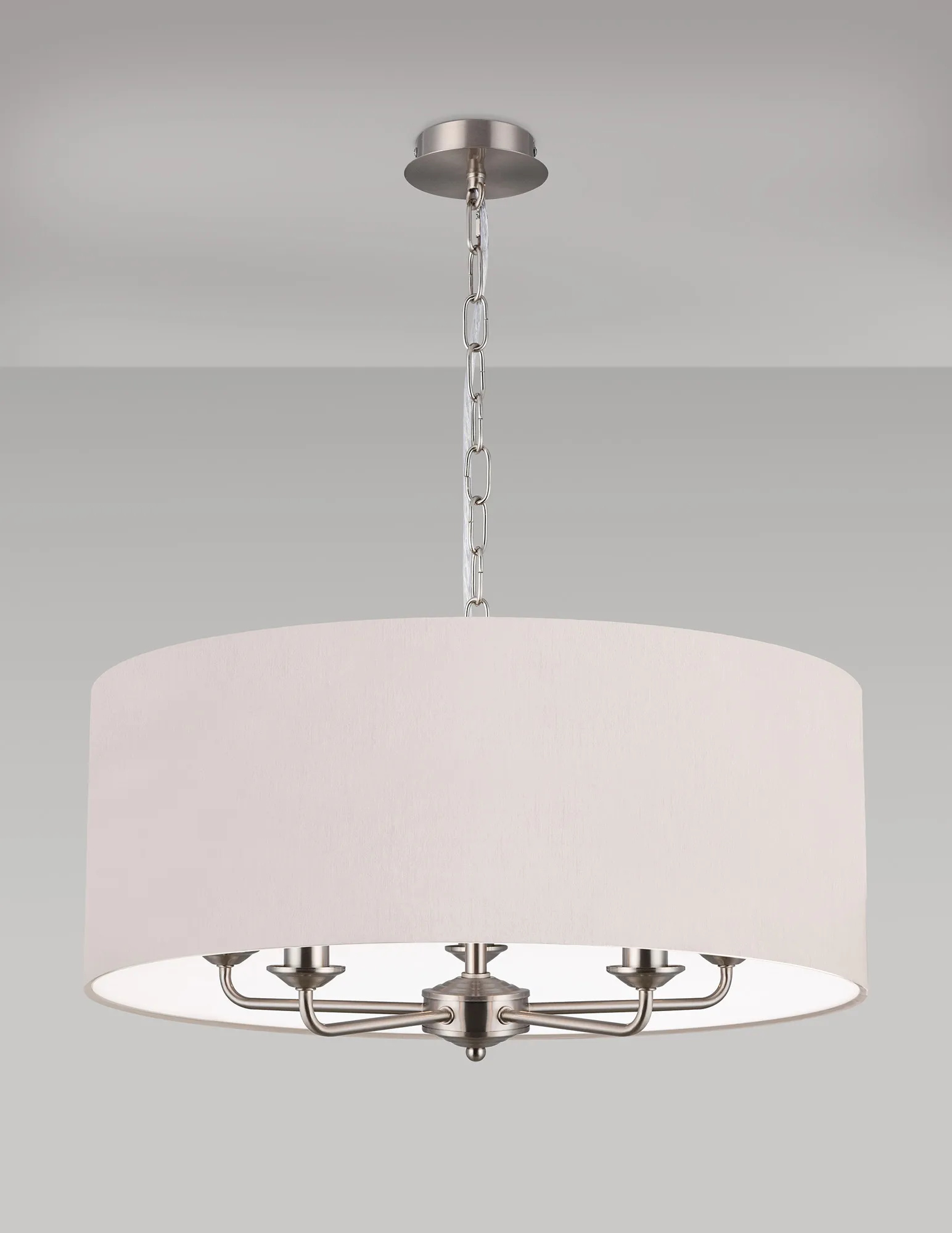 Banyan 60cm 5 Light Pendant Satin Nickel; Nude Beige DK0673  Deco Banyan SN NU